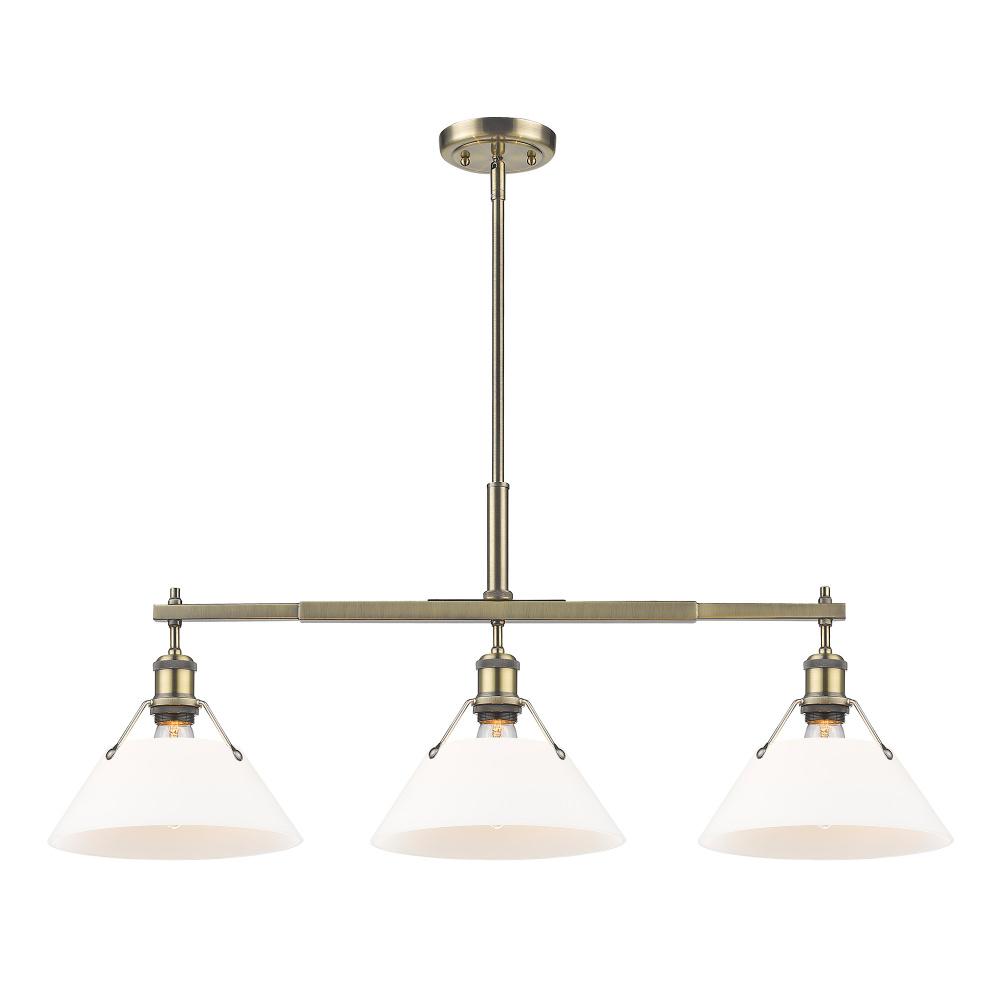 Yep by Golden Lighting Orwell 3-light Island Light in Aged Brass and Opal Glass